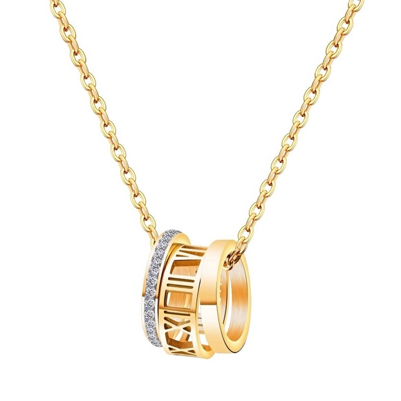 Three ring necklace, 18K GOLD PLATED STEEL - Picture 1 of 3